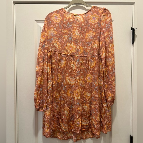 Billabong Hearts Desire Floral Print Long Sleeve Babydoll Minidress - Picture 4 of 4